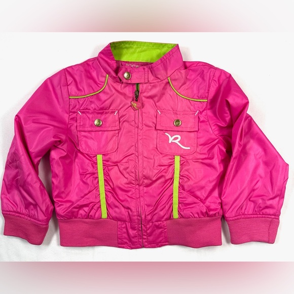 ROCAWEAR Girls' Vintage 90s Y2K Pink Embroidered Hip Hop Streetwear Jacket 24M - Picture 1 of 13